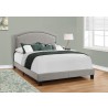 Bed - Queen Size Grey Linen With Chrome Trim - Bed - Queen Size Grey Linen With Chrome Trim