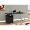 Computer Desk - 60"L / Dark Taupe / Silver Metal - Computer Desk - 60"L / Dark Taupe / Silver Metal
