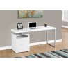 Computer Desk - 60"L / White / Silver Metal - Computer Desk - 60"L / White / Silver Metal