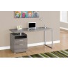 Computer Desk - 60"L / Cappuccino / Silver Metal - Computer Desk - 60"L / Cappuccino / Silver Metal