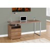 Computer Desk - 60"L / Walnut / Silver Metal - Computer Desk - 60"L / Walnut / Silver Metal
