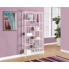 Bookcase - 72"h / White Metal With Tempered Glass - Bookcase - 72"h / White Metal With Tempered Glass