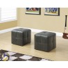 Ottoman - 2pcs Set / Juvenile/ Charcoal Grey Leather-look - Ottoman - 2pcs Set / Juvenile/ Charcoal Grey Leather-look