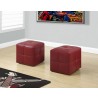 Ottoman - 2pcs Set / Juvenile / Red Leather-look - Ottoman - 2pcs Set / Juvenile / Red Leather-look