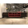 Cleveland Tv Unit In Smoke Oak Veneer And Red Shelf - Lifestyle - Cleveland Tv Unit In Smoke Oak Veneer And Red Shelf - Lifestyle