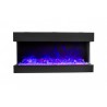 Amantii 40" Unit - 10 5/8" In Depth 3 Sided Glass Fireplace - Blue Flame Front View - Amantii 40" Unit - 10 5/8" In Depth 3 Sided Glass Fireplace - Blue Flame Front View