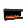 Amantii 60" Unit - 10 5/8" In Depth 3 Sided Glass Fireplace - Red Flame Angled View - Amantii 60" Unit - 10 5/8" In Depth 3 Sided Glass Fireplace - Red Flame Angled View