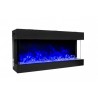 Amantii 40" Unit - 10 5/8" In Depth 3 Sided Glass Fireplace - Blue Flame Angled View - Amantii 40" Unit - 10 5/8" In Depth 3 Sided Glass Fireplace - Blue Flame Angled View