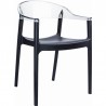 Carmen Modern Dining Chair Black Seat - Transparent Clear Back - Carmen Modern Dining Chair Black Seat - Transparent Clear Back
