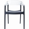 Carmen Modern Dining Chair Black Seat - Transparent Clear Back - Carmen Modern Dining Chair Black Seat - Transparent Clear Back