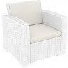 Monaco Resin Patio Club Chair with Cushion - White - Angled - Monaco Resin Patio Club Chair with Cushion - White - Angled