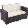 Monaco Resin Patio Loveseat with Cushion - Brown - Angled - Monaco Resin Patio Loveseat with Cushion - Brown - Angled