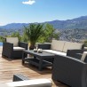 Monaco Resin Patio Loveseat with Cushion - Brown - Angled - Monaco Resin Patio Loveseat with Cushion - Brown - Angled
