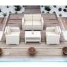 Monaco Resin Patio Loveseat with Cushion - White - Actual - Monaco Resin Patio Loveseat with Cushion - White - Actual