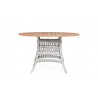 Mackinac 48" Round Teak Top Umbrella Dining Table in Putty - Front