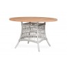 Mackinac 48" Round Teak Top Umbrella Dining Table in Putty