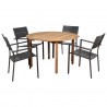Amazonia Koningsdam 5 Piece Teak Round Patio Dining Set - White BG - Amazonia Koningsdam 5 Piece Teak Round Patio Dining Set - White BG
