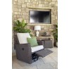 Mesa Swivel Glider Recliner in Pecan - Lifestyle Reclined - Leg Extended 