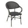 Powder Coated Aluminum Frame Arm Chair W/ Textilene Seat and Back - METRO A - Charcoal - Powder Coated Aluminum Frame Arm Chair W/ Textilene Seat and Back - METRO A - Charcoal