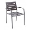 Aluminum Arm Chair W/ Faux Teak Back and Seat - Gray - Aluminum Arm Chair W/ Faux Teak Back and Seat - Gray