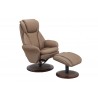 Norway Recliner and Ottoman - Sand (Tan) Leather - Angled View - Norway Recliner and Ottoman - Sand (Tan) Leather - Angled View
