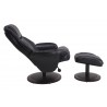 Norway Recliner and Ottoman - Black (Black) Breathable Air Leather - Reclined - Norway Recliner and Ottoman - Black (Black) Breathable Air Leather - Reclined
