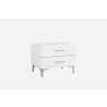 Diva Night Stand High Gloss White Chrome Handles Self-close Drawers Stainless Steel Legs - Diva Night Stand High Gloss White Chrome Handles Self-close Drawers Stainless Steel Legs