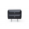 Abrazo Night Stand In High Gloss Black With 2 Self-close Drawers - Front - Abrazo Night Stand In High Gloss Black With 2 Self-close Drawers - Front