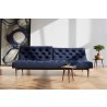 Oldschool Sofa in Brass Legs and Velvet Dark Blue - Fully Reclined - Oldschool Sofa in Brass Legs and Velvet Dark Blue - Fully Reclined