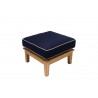 Royal Teak Coastal Ottoman - With Navy/Off-White Piping
