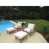 Royal Teak Coastal Wooden Set with Two Club Chairs, Miami Side Table and Two Ottomans