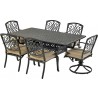 4 dining chairs, 2 dining swivel rockers and 72" x 42" Windsor series Rectangle dining table