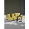 Recast Sofa in Soft Mustard With Dark Wood Legs - Angled View - Recast Sofa in Soft Mustard With Dark Wood Legs - Angled View