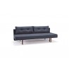Recast Sofa With NST Blue Fabric  With Dark Wood Legs - Angled - Recast Sofa With NST Blue Fabric  With Dark Wood Legs - Angled
