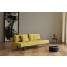 Recast Sofa in Soft Mustard With Dark Wood Legs - Angled - Recast Sofa in Soft Mustard With Dark Wood Legs - Angled
