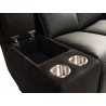 Modulate 4 Piece Recliner Midnight Black Leather with Black Fabric - Cup Holder - Modulate 4 Piece Recliner Midnight Black Leather with Black Fabric - Cup Holder