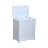 White Finished Rectangular Laundry Wood Hamper - Lid Fully Opened - White Finished Rectangular Laundry Wood Hamper - Lid Fully Opened