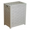 White Finished Wood Hamper - Lid Closed - White Finished Wood Hamper - Lid Closed