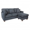 Russell Sectional in Navy fabric with 2 Pillows and Coffee Finished Legs - Russell Sectional in Navy fabric with 2 Pillows and Coffee Finished Legs