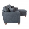 Russell Sectional in Navy fabric with 2 Pillows and Coffee Finished Legs - Side - Russell Sectional in Navy fabric with 2 Pillows and Coffee Finished Legs - Side