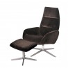 Ergo Chair And Footrest In Balder Black Leather - Angled with Foot Rest - Ergo Chair And Footrest In Balder Black Leather - Angled with Foot Rest