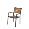 Napa Dining Arm Chair - Black Frame - Teak Seat and Back - Angled - Napa Dining Arm Chair - Black Frame - Teak Seat and Back - Angled