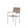 Napa Dining Arm Chair - Silver Frame - Gray Seat and Back - Angled - Napa Dining Arm Chair - Silver Frame - Gray Seat and Back - Angled