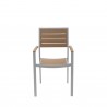 Napa Dining Arm Chair - Silver Frame - Teak Seat and Back - Napa Dining Arm Chair - Silver Frame - Teak Seat and Back