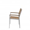 Napa Dining Arm Chair - Silver Frame - Teak Seat and Back - Side - Napa Dining Arm Chair - Silver Frame - Teak Seat and Back - Side