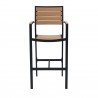 Napa Bar Arm Chair - Black Frame - Teak Seat & Back - Front - Napa Bar Arm Chair - Black Frame - Teak Seat & Back - Front