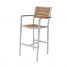 Napa Bar Arm Chair - Silver Frame - Teak Seat & Back - Napa Bar Arm Chair - Silver Frame - Teak Seat & Back
