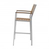 Napa Bar Arm Chair - Silver Frame - Teak Seat & Back - Side - Napa Bar Arm Chair - Silver Frame - Teak Seat & Back - Side