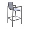 Marina Outdoor Patio Barstool in Grey Finish and Grey Wood Top - Back Angle - Marina Outdoor Patio Barstool in Grey Finish and Grey Wood Top - Back Angle