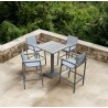 Marina Outdoor Patio Set Grey Finish and Grey Wood Top (Table with 4 barstools) - Lifestyle - Marina Outdoor Patio Set Grey Finish and Grey Wood Top (Table with 4 barstools) - Lifestyle